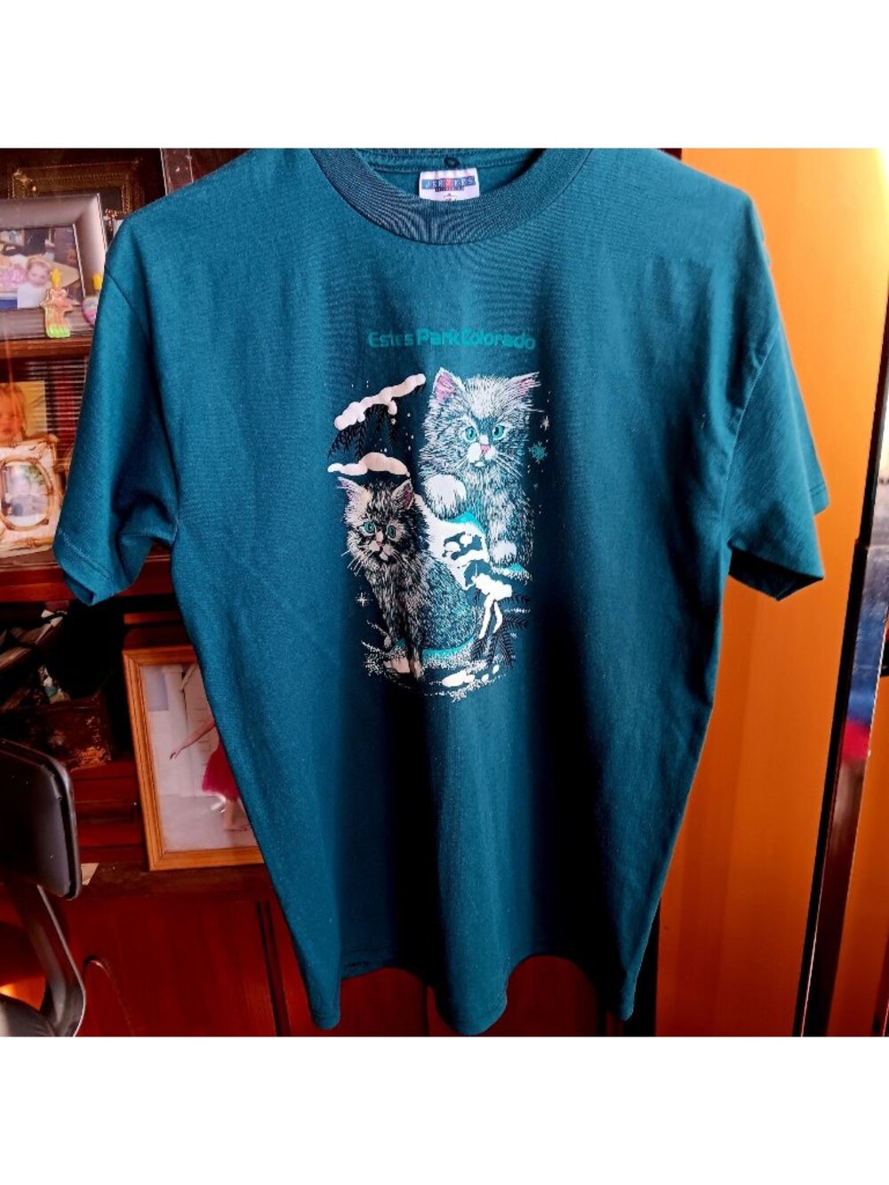 Vintage T-shirt Small Mountain Kittens Estes Park Colorado Jerzees Puff 1990s